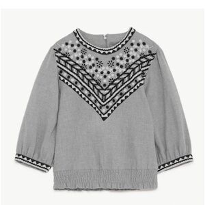 Zara Gray Embroidered Women’s Blouse